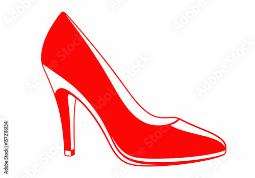 A stylish red high-heel shoe with a pointed toe, representing modern fashion, sophistication, and footwear design.