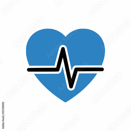 A striking blue heart with a distinct heartbeat line, signifying medical health, emotional well-being, and vital signs.