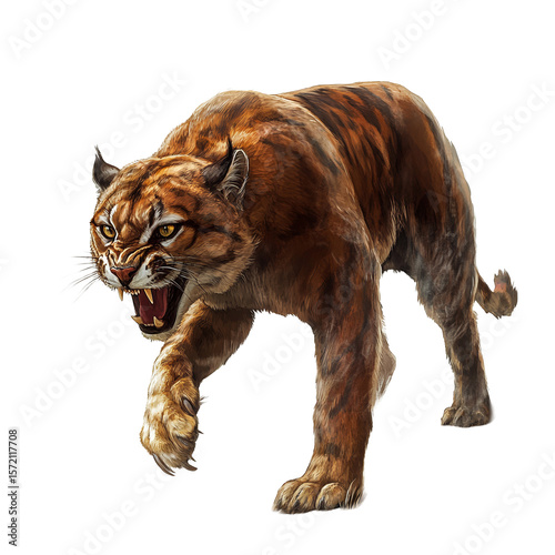 Fierce Angry Puma Isolated on Transparent Background – Wildlife Predator Snarling with Intense Expression and Sharp Details for Stock Design or Educational Use