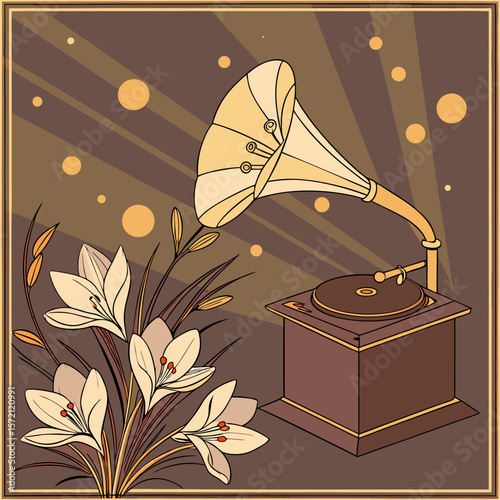 gramophone on grunge background