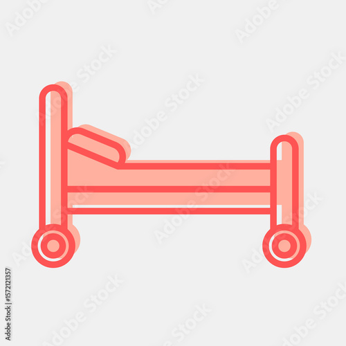 Icon bed. Medical elements. Icon in two tone style.