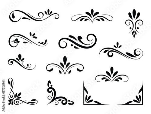 A curated set of decorative features designed to elevate and enrich design projects flat vector illustration on white background
