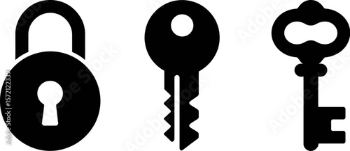 Vector lock and key illustration security access control unlock protection safety privacy concept