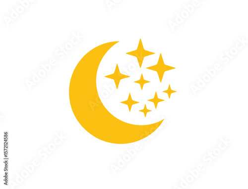 Islam religious symbol star and crescent icon
