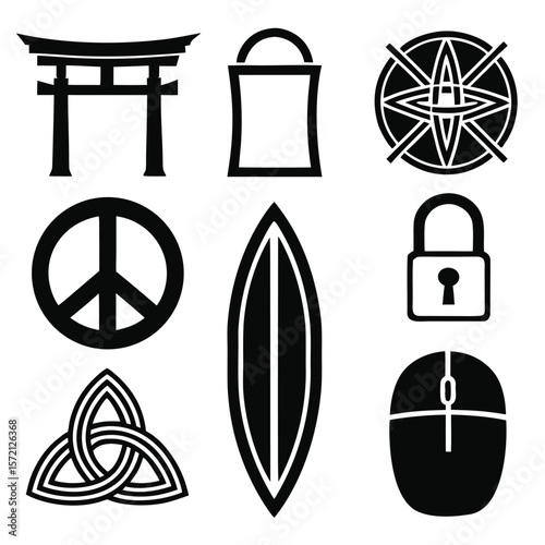 Japanese Torii Peace Surfboard Lock Computer Mouse Celtic Knot gate symbol