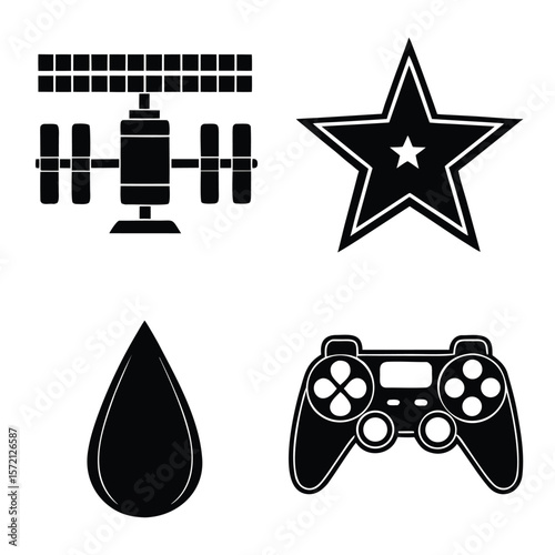 Space Station Star Drop Game Controller Icons vector