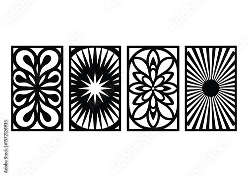 Vector cutting laser motif partition fences facade seamless pattern cnc cutting file