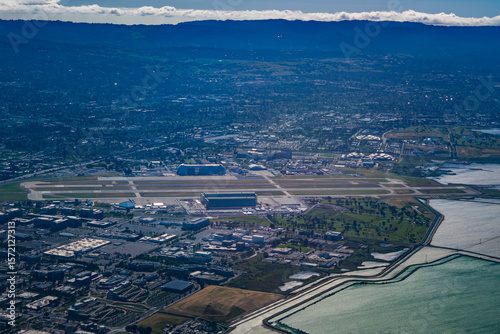 Aerial view of Moffett Field and surroundings