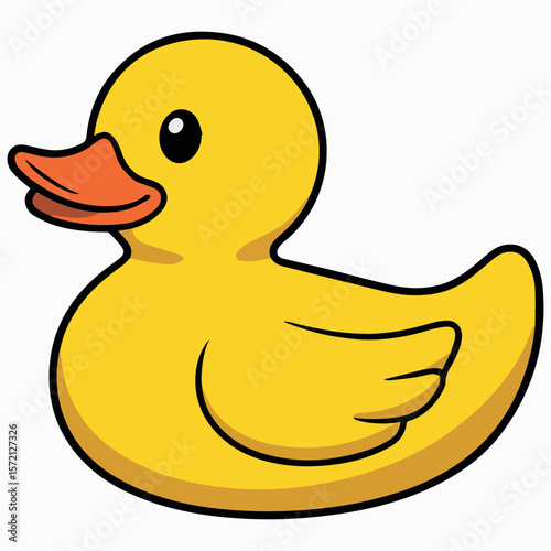Cute yellow rubber ducky cartoon illustration for kids bath toy and baby shower clip art and vector design
