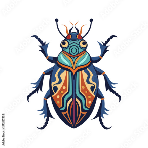 Ornate scarab beetle vector art egyptian insect design