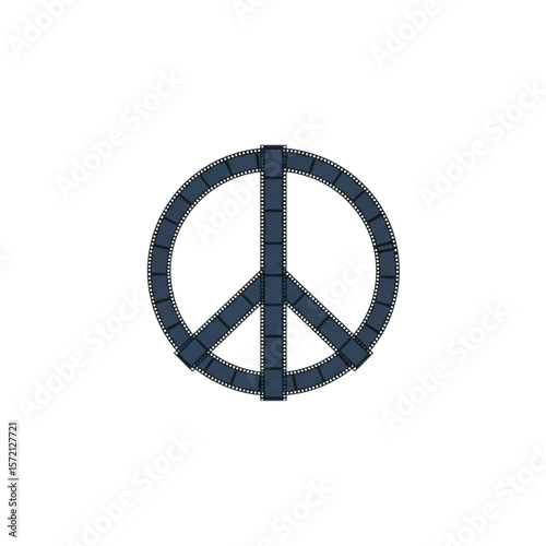 A simple, isolated peace symbol depicted in a dark blue color.
