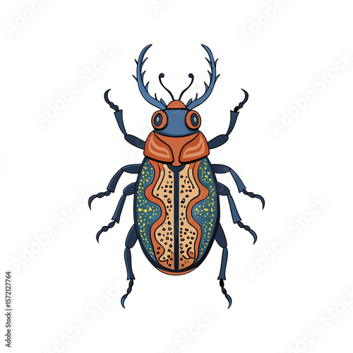 Colorful beetle vector art unique insect illustration isolated on white background