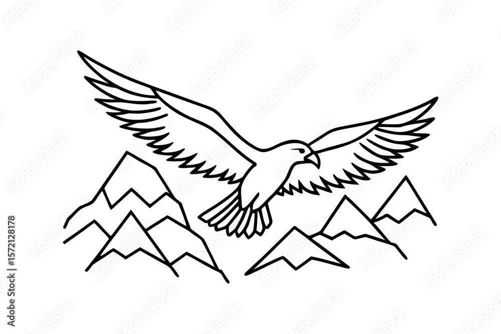 Obraz premium Eagle flying over mountains vector illustration isolated on a white background