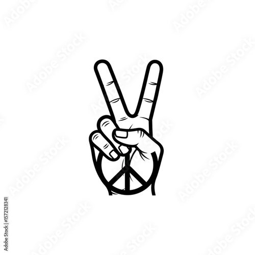A hand displaying the peace sign, a symbol of harmony and non-violence.