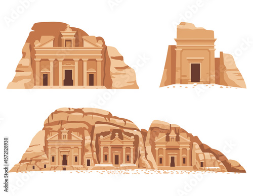 Ancient city of petra jordan al khazneh tourist attraction poster