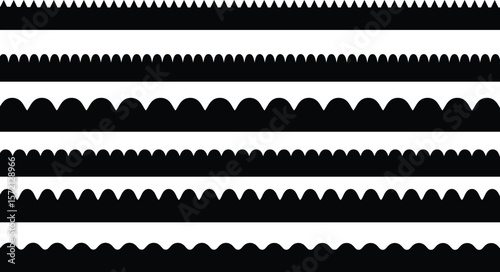 Set of scalloped edge seamless borders and dividers simple scalloped seamless borders dividers scallop simple border silhouette and circle shapes ornament texture ribbons