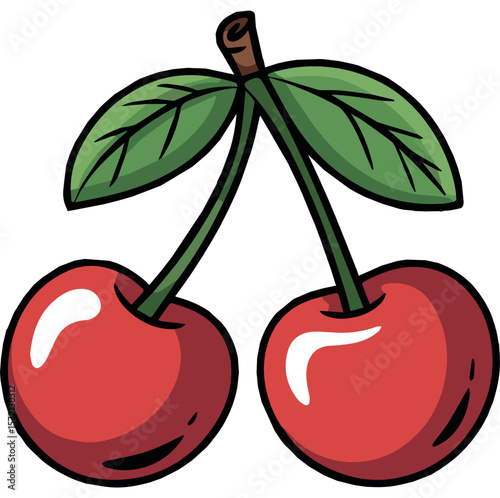 Cartoon cherry clip art vector illustration for design elements and graphic projects is very sweet and tasty
