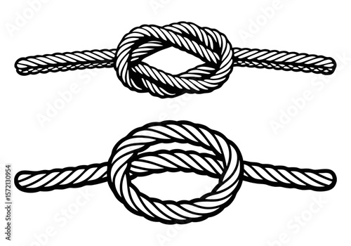 Realistic Nautical Rope Knot Vector Illustration – Isolated Marine Knot Icon for Sailing and Climbing Designs