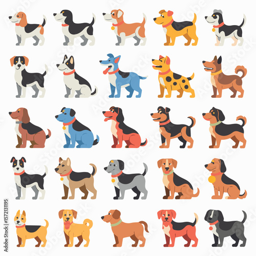 Collection of adorable cartoon dogs vector art illustration for pet lovers and animal enthusiasts alike