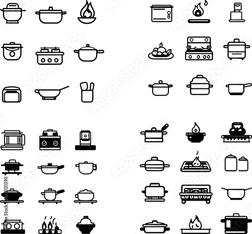 stovetop icons, gas stove icon, electric stove icon, induction stove icon, burner icons, cooktop icons, kitchen stove icon, range icons, oven top icons, stovetop burner icons, flame ico