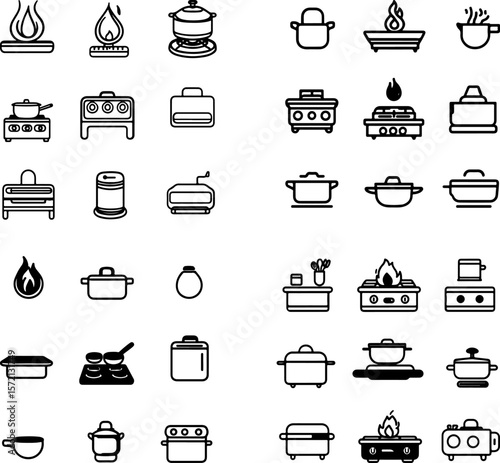 gas stove icons, gas burner icons, kitchen stove icons, gas cooktop icons, flame burner icons, gas flame icons, gas range icons, stovetop burner icons, gas appliance icons, gas hob icon