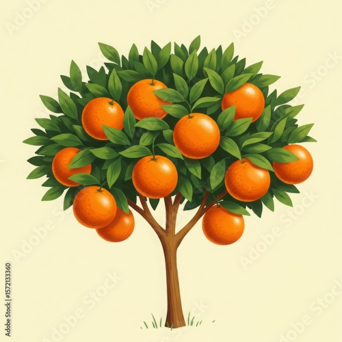 A vibrant orange tree laden with ripe juicy oranges and lush green leaves