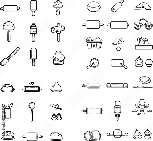 rolling pin icons, wooden rolling pin icons, marble rolling pin icons, stainless steel rolling pin icons, silicone rolling pin icons, classic rolling pin icons, French rolling pin icons