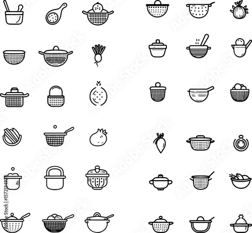 colander icons, kitchen colander icons, stainless steel colander icons, plastic colander icons, silicone colander icons, mesh colander icons, fine mesh colander icons, large colander ic