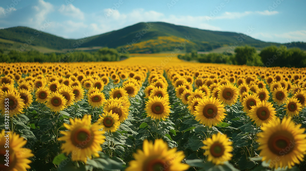 Fototapeta premium Close Up Shot of Sunflowers in Full Bloom