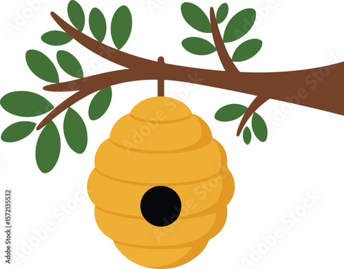 beehive hanging from a tree branch Transparent isolated vector png