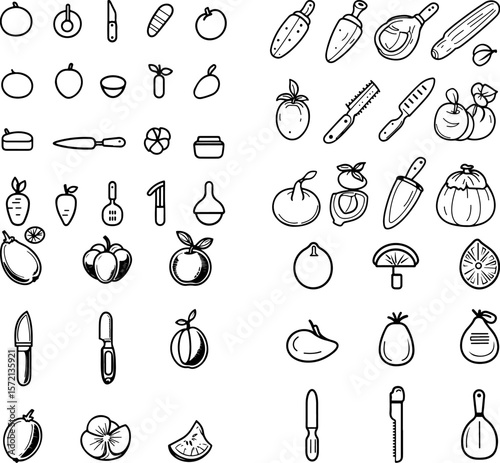 peeler icons, vegetable peeler icons, fruit peeler icons, potato peeler icons, julienne peeler icons, Y-shaped peeler icons, straight peeler icons, swivel peeler icons, serrated peeler