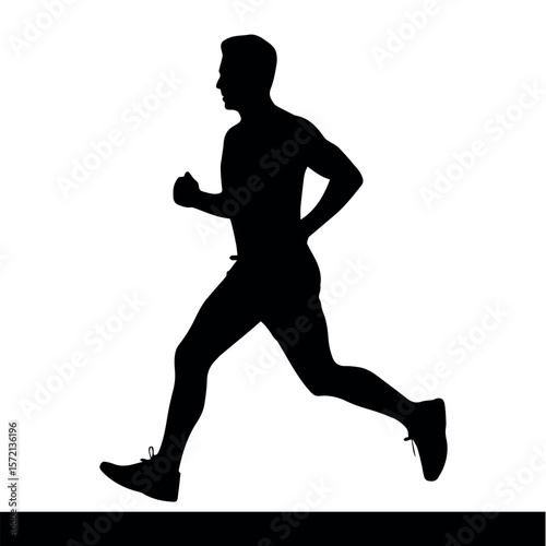 Running man silhouette vector image for fitness sport marathon exercise training athlete and jogging artwork