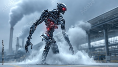 Metallic creature in factory