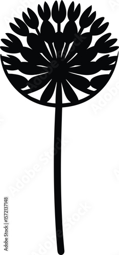 Allium Vector Silhouette in Minimal Clean and Simple Style Silhouette Vector Art Illustration