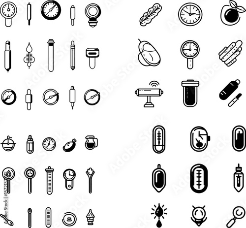 thermometer icons, kitchen thermometer icons, digital thermometer icons, analog thermometer icons, instant-read thermometer icons, probe thermometer icons, meat thermometer icons, candy