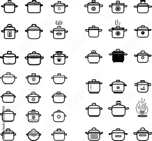 pressure cooker icon, pressure cooker illustration, kitchen appliance icon, cooker pot icon, steam cooker icon, fast cooking icon, stovetop pressure cooker, electric pressure cooker, in