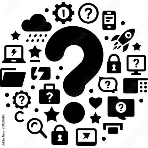 Question mark icons vector graphic design for help support and faq assistance information and solution concept