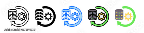 Data Transformation Icon Set Multiple Style Collection