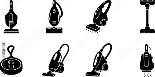 Vacuum cleaner icons set vector illustration of different types of vacuum cleaners for cleaning house