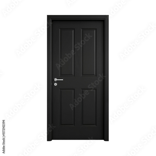Elegant four panel interior door isolated on a clean transparent backdrop provides versatile