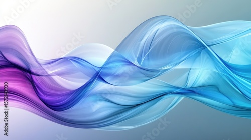 A fluid abstract background with smooth, flowing waves in shades of blue, purple, and teal, creating a tranquil and peaceful visual effect