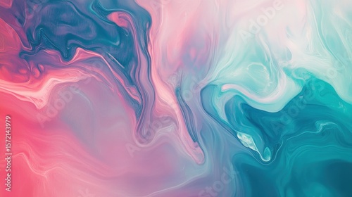 A fluid abstract background with smooth glowing light lines, gradients in shades of pink, teal, and blue, creating a calm and relaxing effect