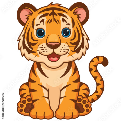Cute cartoon tiger vector illustration for kids design and wildlife animal lovers graphic design project 