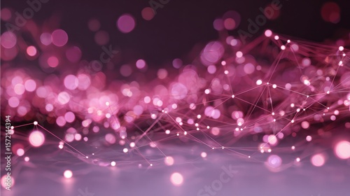 Futuristic Pink Digital Grid with Glowing Nodes – Abstract Technology Visualization