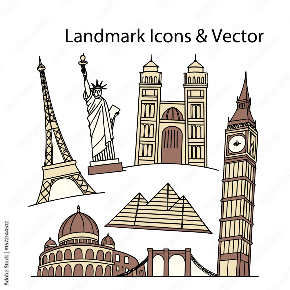 Obraz premium Landmark Icons & Vector Set