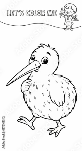 Children's coloring pictures of a kiwi bird