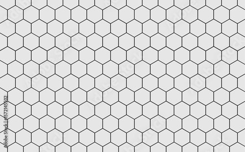 モノクロの六角形の幾何学的なパターン背景イラスト