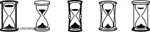 Five hourglass icons representing time passing silhouette