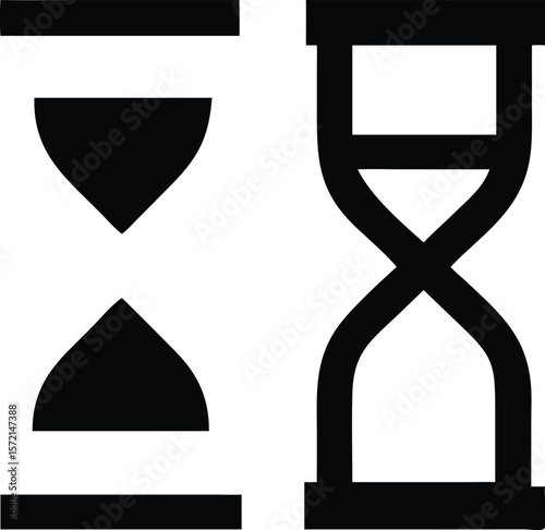 Two hourglass icons representing time and measurement silhouette