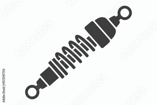 Simple dark gray silhouette of a shock absorber with a coiled spring